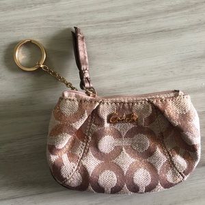 Signature coach dusty pink/rose gold coin pouch